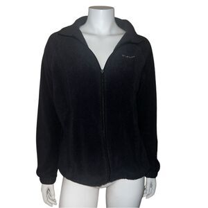 Columbia Black Full Zipped Fleece Jacket Women's Large GUC